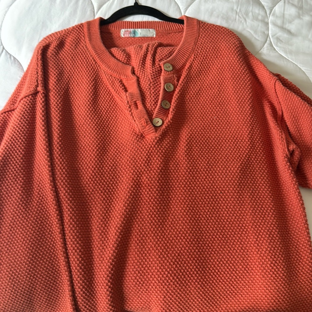 Free People Orange Textured Top